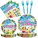 Kepeel 96 Pcs Hawaiian Aloha Party Decorations Supplies Luau Tropical Birthday Party Plates Summer Beach Holiday Party Paper Plates Napkins Tableware Disposable Dinnerware Set Serves 24 - Image 4