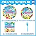 Kepeel 96 Pcs Hawaiian Aloha Party Decorations Supplies Luau Tropical Birthday Party Plates Summer Beach Holiday Party Paper Plates Napkins Tableware Disposable Dinnerware Set Serves 24 - Image 2