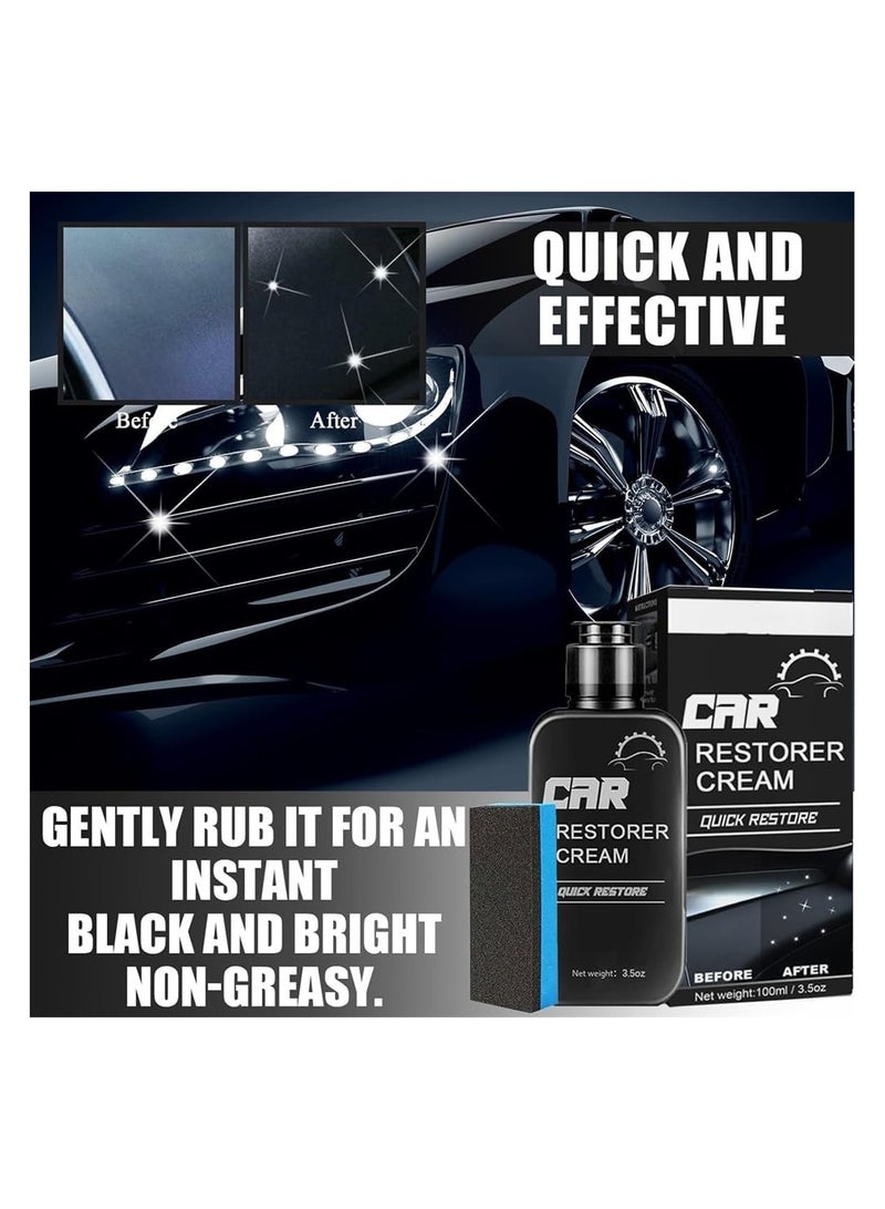 Generic Universal Plastic Restorer for Cars, Auto Cleaner & Protection Cream, High Gloss Plastic Renovation Agent, Restores Black Plastic for Exterior & Interior Trim, Bumper, Mirror (2PCS)  - Image 2