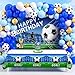Heboland Soccer Birthday Party Decorations 116Ppcs 16Ft Blue Balloons Arch Kit Backdrop Cake Topper Tablecloth for Men Boys Soccer Theme Birthday Party Supplies - Image 3