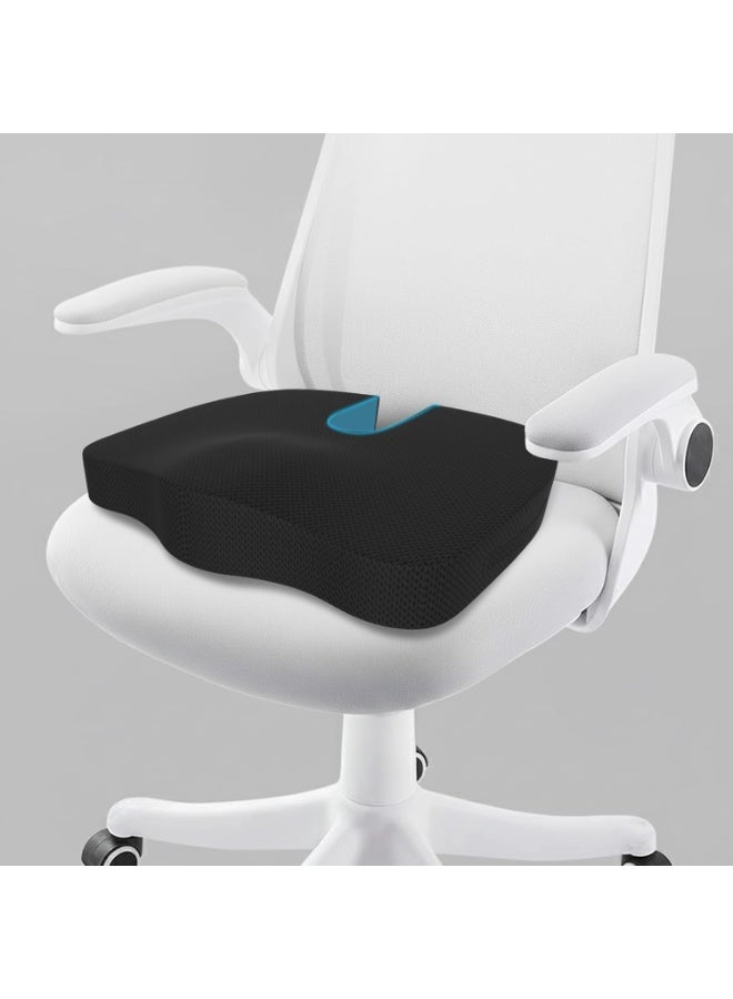 CareFoam Memory Foam Coccyx Seat Cushion for Tailbone Pain | 2 Years Warranty | Sciatica, Back Pain Relief - Orthopedic Chair Cushions | 18 x 14 x 3 Inch | Black - Image 2