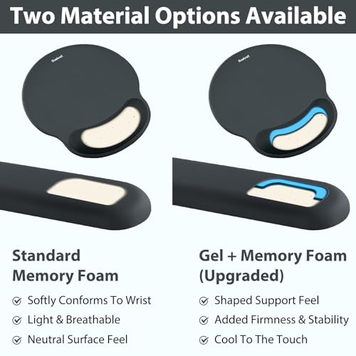 Sushret Mouse Pad and Keyboard Wrist Rest, 3-in-1 Gel Memory Foam Ergonomic Mouse Pad with Wrist Rest Set, Gaming Mousepad Arm Cushion Support for Computer Office Desk Accessories Cute Setup, Charcoal - Image 5
