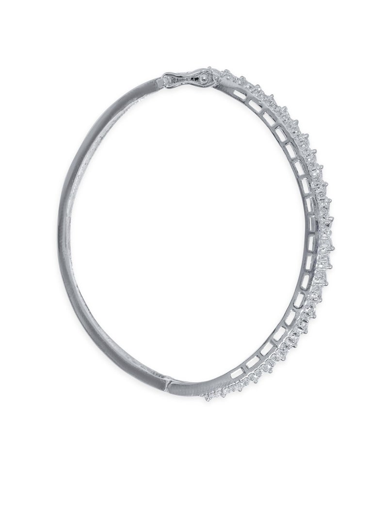 Rubans Women Rhodium-Plated Brass Cubic Zirconia Bangle-Style Bracelet - Image 3
