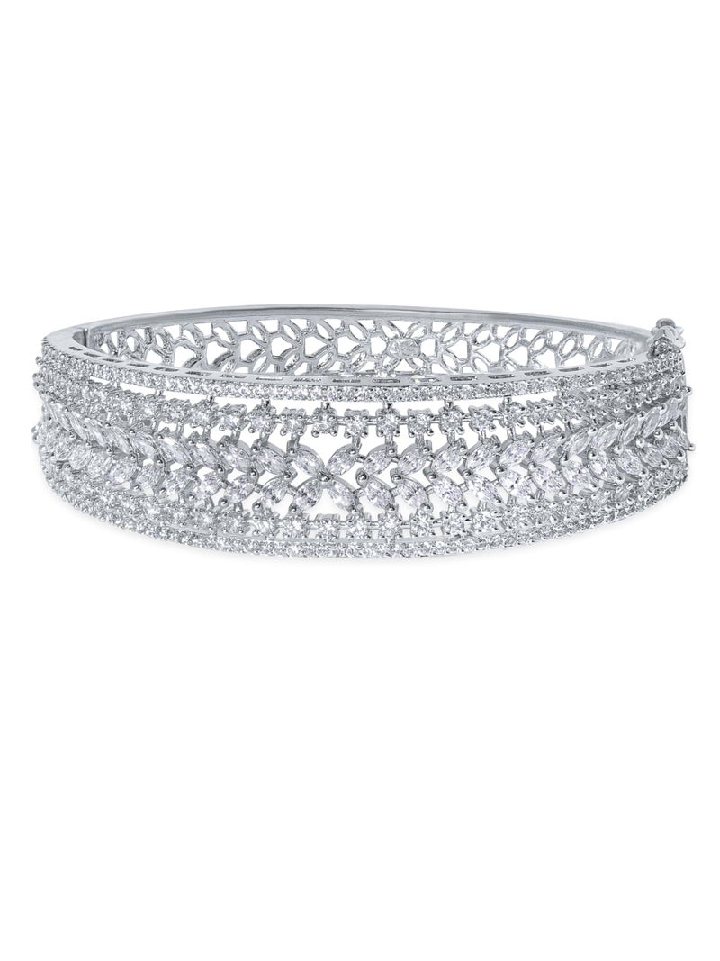 Rubans Women Rhodium-Plated Brass Cubic Zirconia Bangle-Style Bracelet - Image 5
