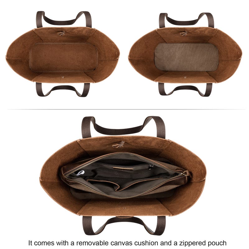 S-ZONE Vintage Genuine Leather Tote Bag for Women Large Shoulder Purse Handbag - Image 5