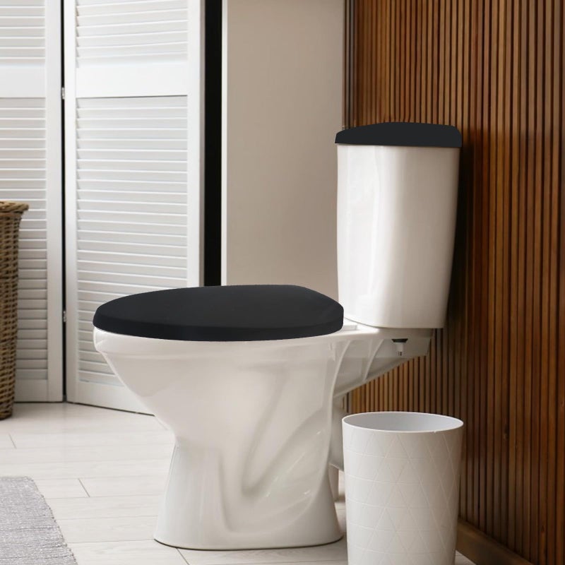 Sliverdew Toilet Lid Cover and Toilet Tank Lid Cover Toilet Cover with Elastic Bottom Fabric Cover for A Lid Toilet Tank Toilet Top Cover Back of Toilet Tank Cover Replacement (Black) - Image 5