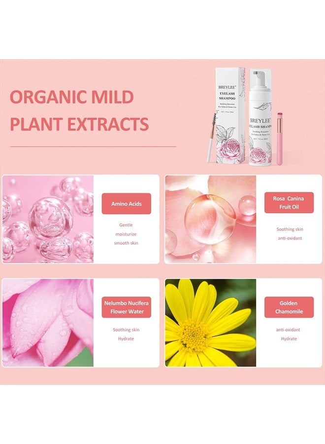 Breylee Eyelash Extension Cleanser, BREYLEE Eyelash Extension Shampoo Eyelash Extension Foam & Brushes Eyelid Cleanser for Makeup Remover Paraben & Sulfate Free for Salon and Home Use(200ml, 7 fl oz) - Image 5