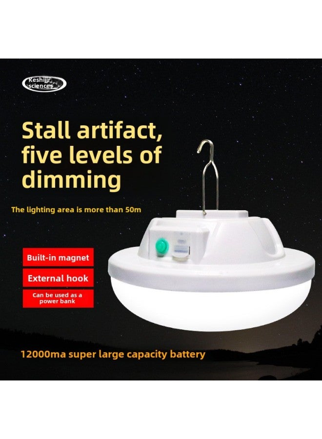 LED Super Power UFO Lamp Outdoor Camping Night Market Stall Home Emergency USB Super Bright Rechargeable Bulb Lamp-Color:Two-gear D120 White Light (over 180W Incandescent Lamp) 6-30 Hours - Image 1