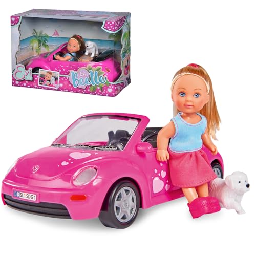 Wembley Evi Love Evi’s Beetle| Realistic Evi Doll with Her Beetle Car| Evi with Her Pet| Vibrant Pink Car with Hiking Backpack| Ideal Playset for Girls of 3+ - Image 1