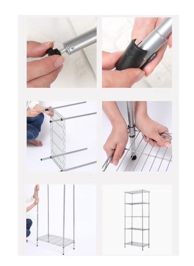 BLOOMING TIME - 3 Layers Without Wheels Storage Rack, Adjustable Height, Easy Installation, Strong Bearing Force, Suitable For Any Place, Black - Image 1