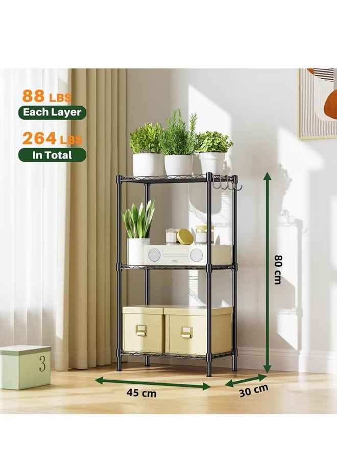 BLOOMING TIME - 3 Layers Without Wheels Storage Rack, Adjustable Height, Easy Installation, Strong Bearing Force, Suitable For Any Place, Black - Image 1