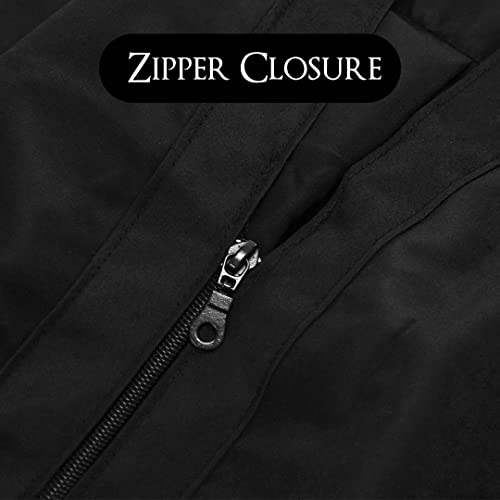 Betty Dain Professional Zip Front Salon Stylist Vest, V-Neck, Iridescent Fabric, Adjustable Belt, Two Lower Pockets with Zippered Bottoms, Lightweight, Machine Washable Nylon, Black, S - Image 4