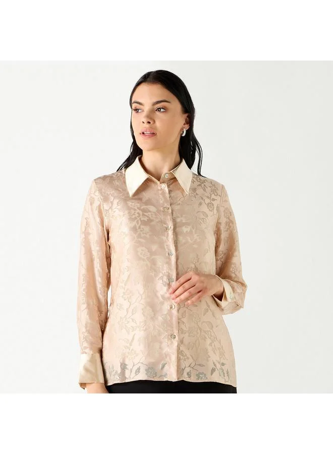 ايكونيك قميص جاكار بأكمام طويلة من آيكونيك