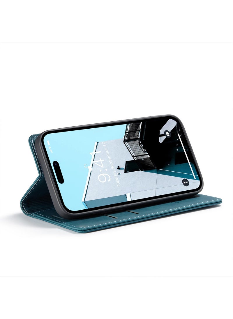 iPhone 15 Pro Leather Case Wallet Flip Cover Card Slots Magnetic Closure Stand Phone Holder Function Fold Shockproof Protective Full Protection Anti-drop Anti-scratch Accessory For iphone 15 Pro - Image 4