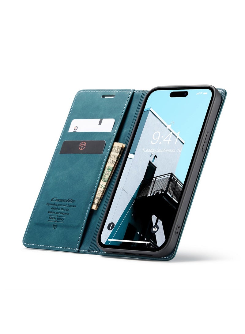 iPhone 15 Pro Leather Case Wallet Flip Cover Card Slots Magnetic Closure Stand Phone Holder Function Fold Shockproof Protective Full Protection Anti-drop Anti-scratch Accessory For iphone 15 Pro - Image 2