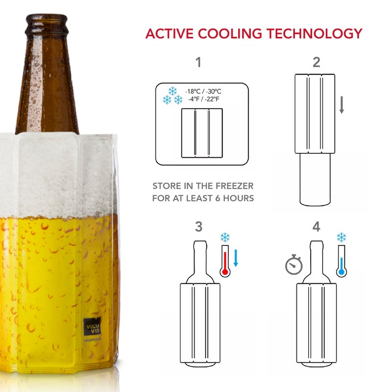 Vacu Vin Beer Cooler Sleeve - Flexible Bottle Chiller - Active Cooling Reusable Ice Sleeve - Fits Standard Beer Bottles - Portable Drink Cooler for BBQ, Travel & Outdoor Events - Image 2