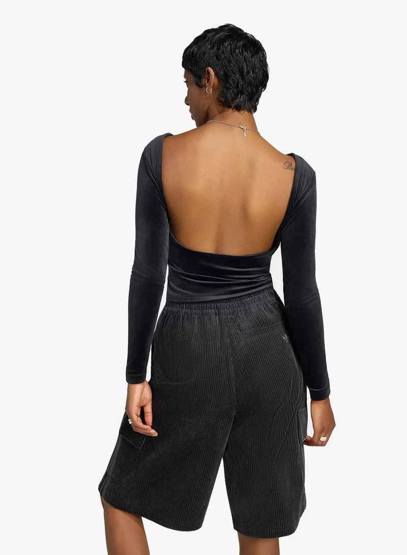 Adidas Originals BLACK Essential Velour T-Shirt for Women | Best Price UAE