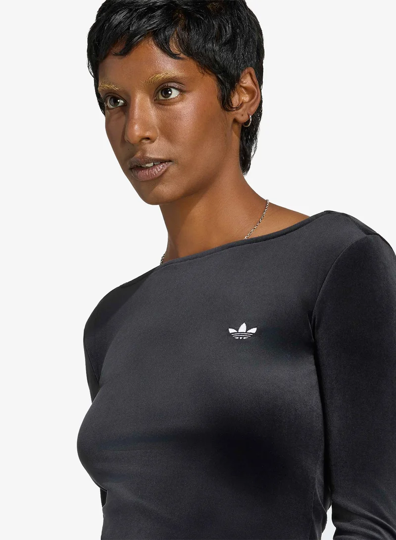 Adidas Originals BLACK Essential Velour T-Shirt for Women | Best Price UAE