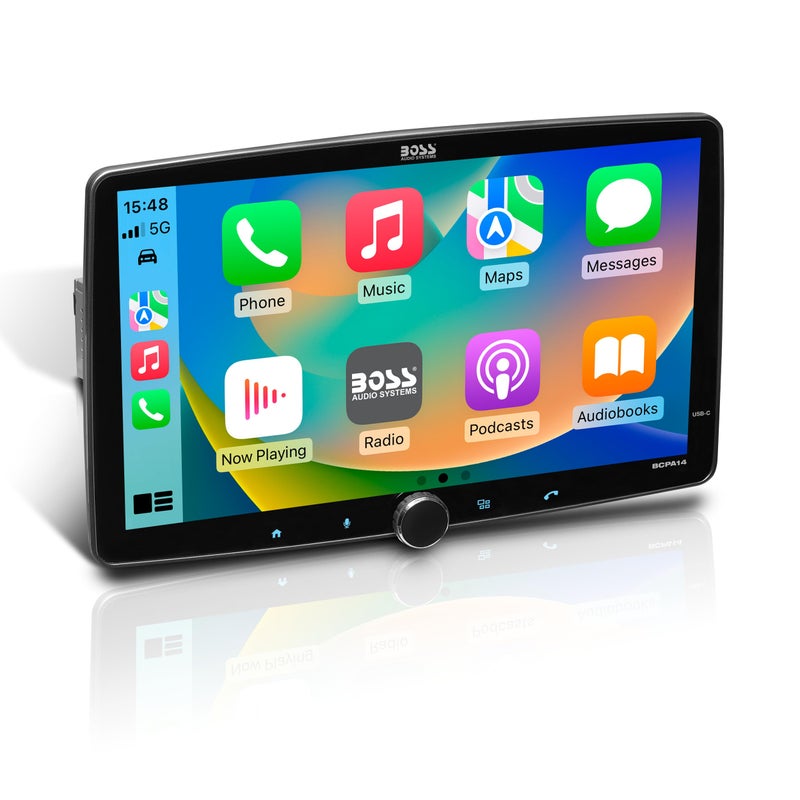 BOSS Audio Systems BCPA14 Car Stereo Apple CarPlay Android Auto Single Din 14 Inch Capacitive LCD Touchscreen Bluetooth No DVD CD Player AMFM Radio Receiver Multicolor Illumination - Image 2