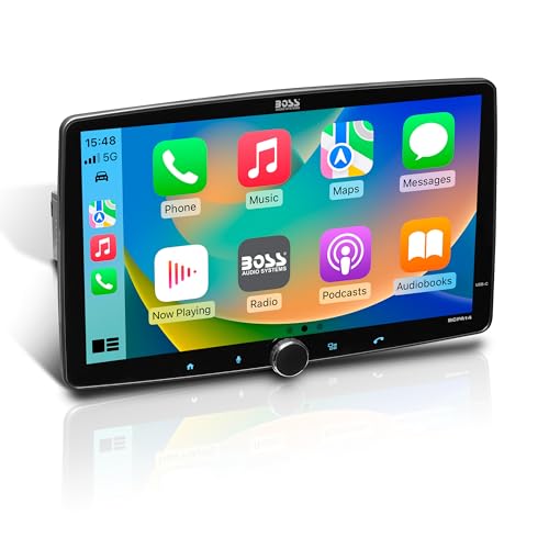 BOSS Audio Systems BCPA14 Car Stereo Apple CarPlay Android Auto Single Din 14 Inch Capacitive LCD Touchscreen Bluetooth No DVD CD Player AMFM Radio Receiver Multicolor Illumination - Image 1