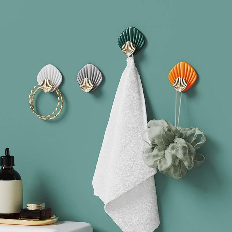 White Wall Mounted Hooks 4 Pack Heavy Duty Adhesive No Drilling For Towels Keys - Image 3