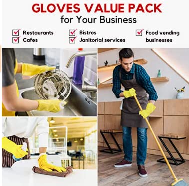 Ekon Ekon Combo of 2 Latex Non Slip Multipurpose Heavy Duty Reusable Safety Rubber Hand Gloves For Chemical Resistance Protective Lab Gardening Industrial Building Construction Agriculture Work Men Yellow  - Image 4