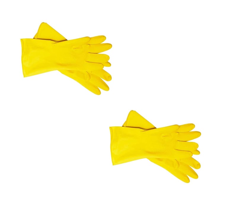 Ekon Ekon Combo of 2 Latex Non Slip Multipurpose Heavy Duty Reusable Safety Rubber Hand Gloves For Chemical Resistance Protective Lab Gardening Industrial Building Construction Agriculture Work Men Yellow  - Image 1