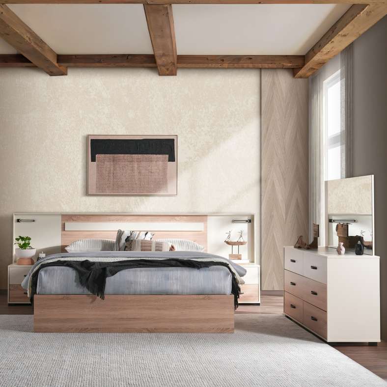 Pan Home طقم غرفة نوم سانتوريني 5 قطع - أبيض - Image 1