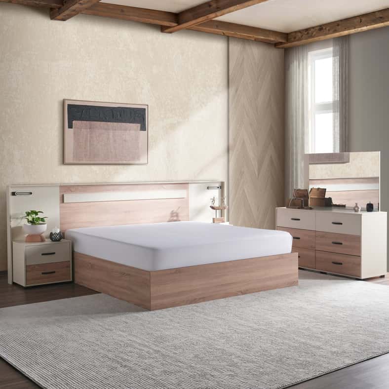 Pan Home طقم غرفة نوم سانتوريني 5 قطع - أبيض - Image 2