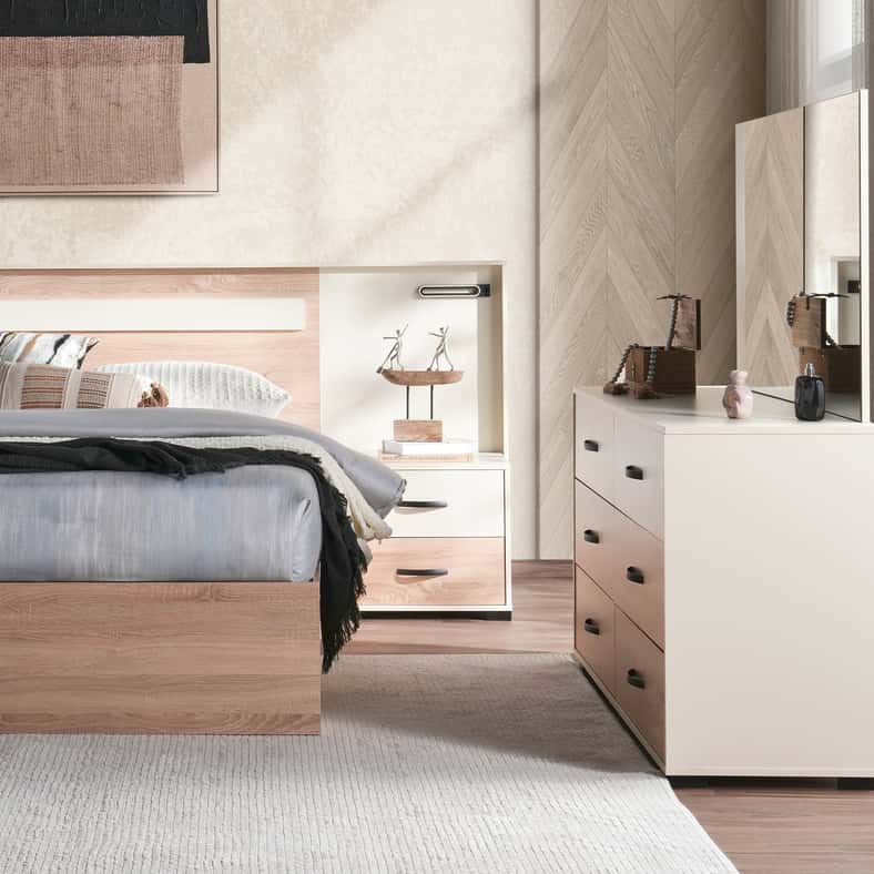 Pan Home طقم غرفة نوم سانتوريني 5 قطع - أبيض - Image 4