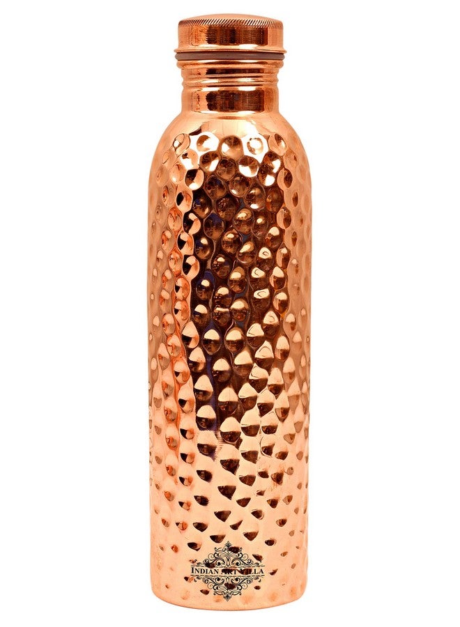 INDIAN ART VILLA Pure Copper Hammered Finish Bottle, Stoarage & Drinkware, Health Benefits, Volume-1000ML, Pack of 1 - Image 1
