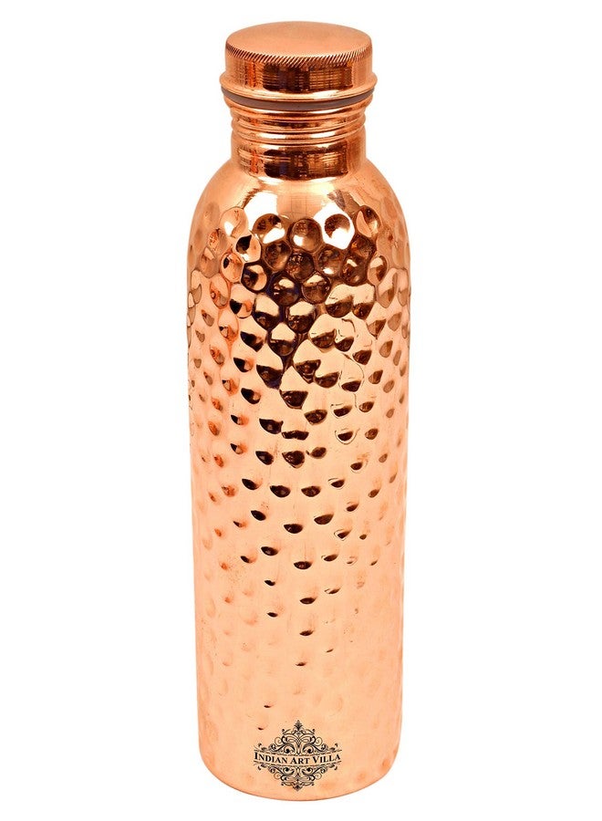 INDIAN ART VILLA Pure Copper Hammered Finish Bottle, Stoarage & Drinkware, Health Benefits, Volume-1000ML, Pack of 1 - Image 3