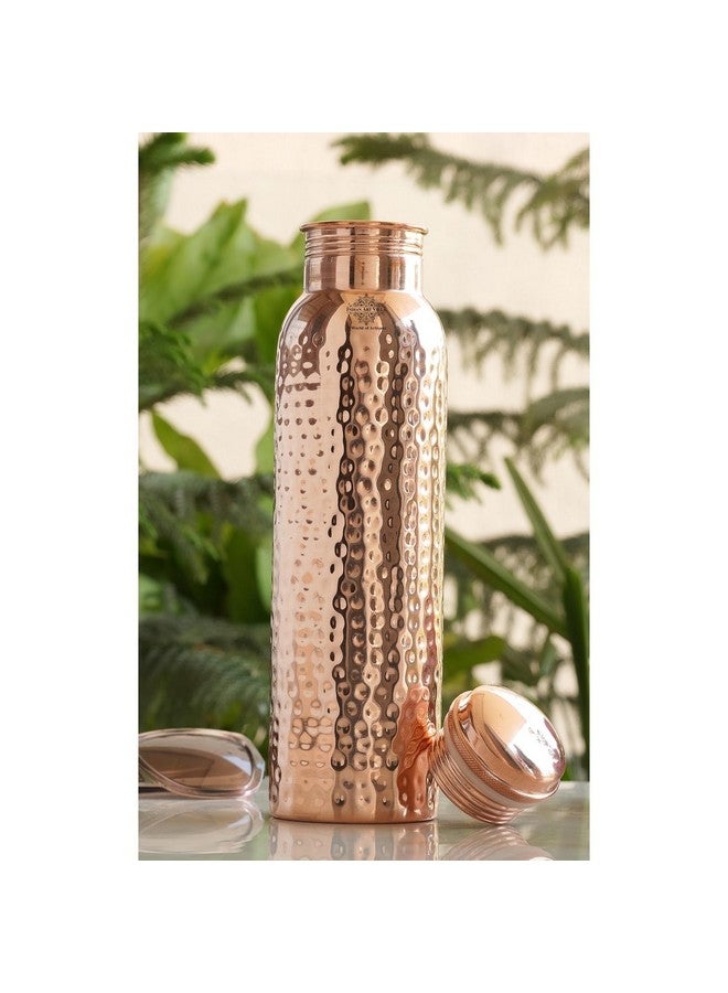 INDIAN ART VILLA Pure Copper Hammered Finish Bottle, Stoarage & Drinkware, Health Benefits, Volume-1000ML, Pack of 1 - Image 2