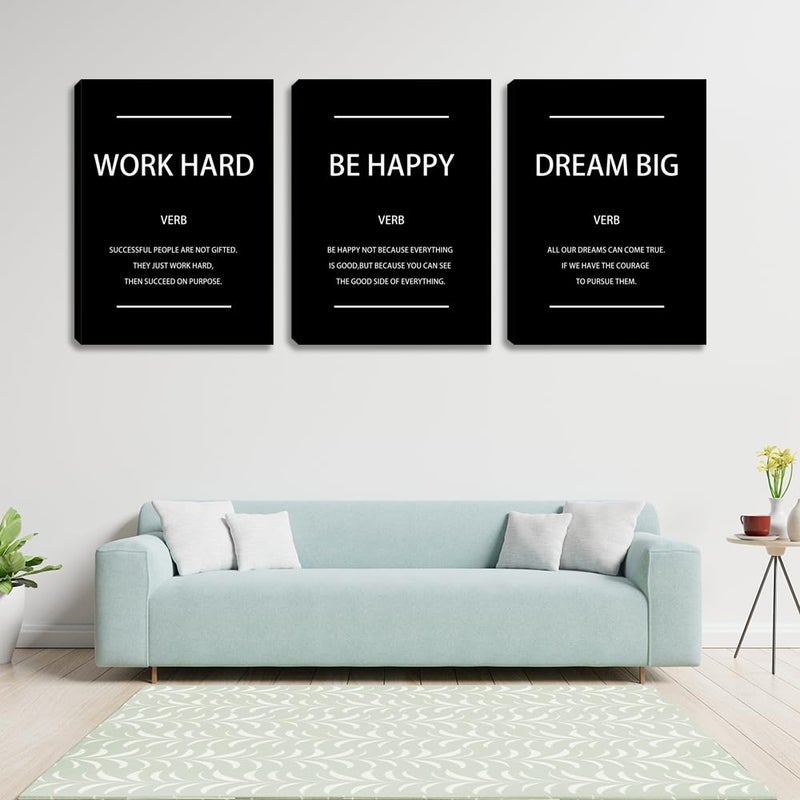 Kuiluuye Motivational Affirmation Wall Art Inspirational Poster Prints Encourage Office Wall Decor Art Prints Black Pictures Painting Stretched and Framed Ready to Hang for Living Room Bedroom (36" Wx16 H) - Image 2