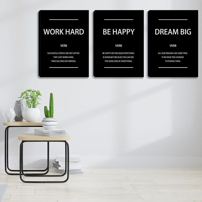 Kuiluuye Motivational Affirmation Wall Art Inspirational Poster Prints Encourage Office Wall Decor Art Prints Black Pictures Painting Stretched and Framed Ready to Hang for Living Room Bedroom (36" Wx16 H) - Image 3