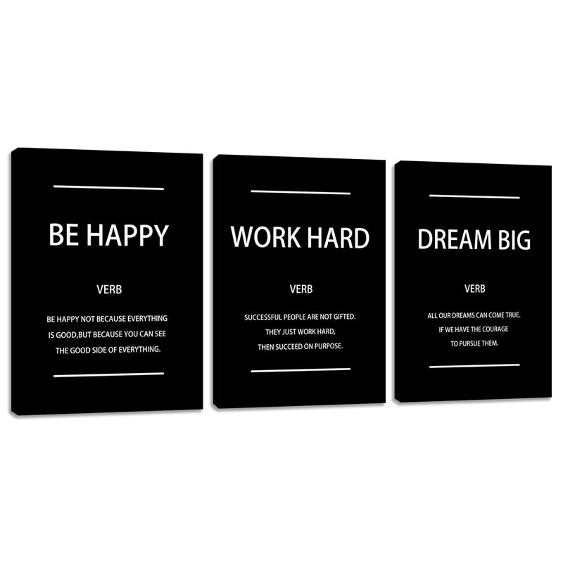 Kuiluuye Motivational Affirmation Wall Art Inspirational Poster Prints Encourage Office Wall Decor Art Prints Black Pictures Painting Stretched and Framed Ready to Hang for Living Room Bedroom (36" Wx16 H) - Image 1
