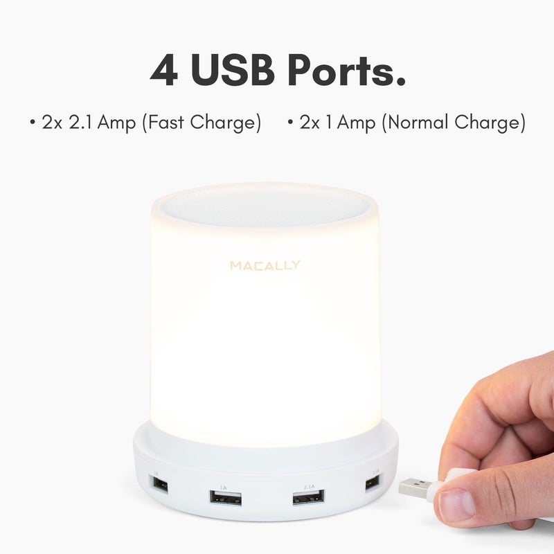 Macally Small Touch Lamps for Nightstand - Bedside Lamp with USB Port - 3 Way Dimmable Short Table Lamp for Small Spaces - Use as Night Light and Charger in Bedroom - Image 3