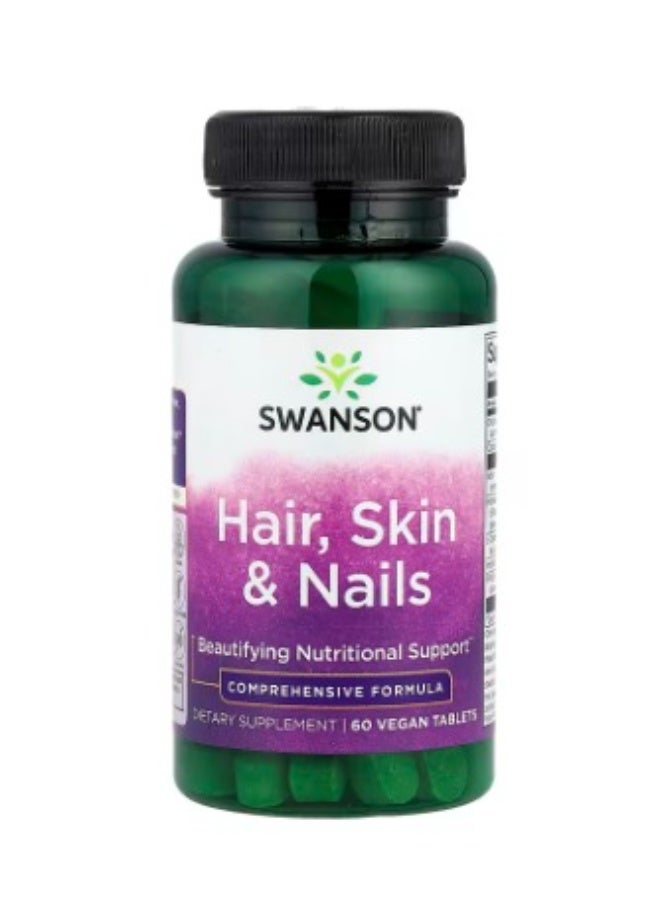 سوانسون‏, الشعر والبشرة والأظافر، 60 قرصًا نباتيًا