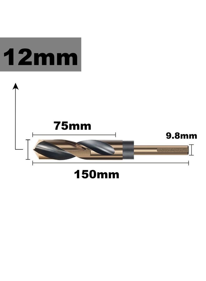 LEPEVNEY 12mm Reduced Shank Twist Drill Bit with 10mm Shank for Stainless Steel Aluminum Alloy Metal Copper Plastic Wood, Made of High Speed Steel 4341 Ideal for Drilling Steel Plate - Image 2