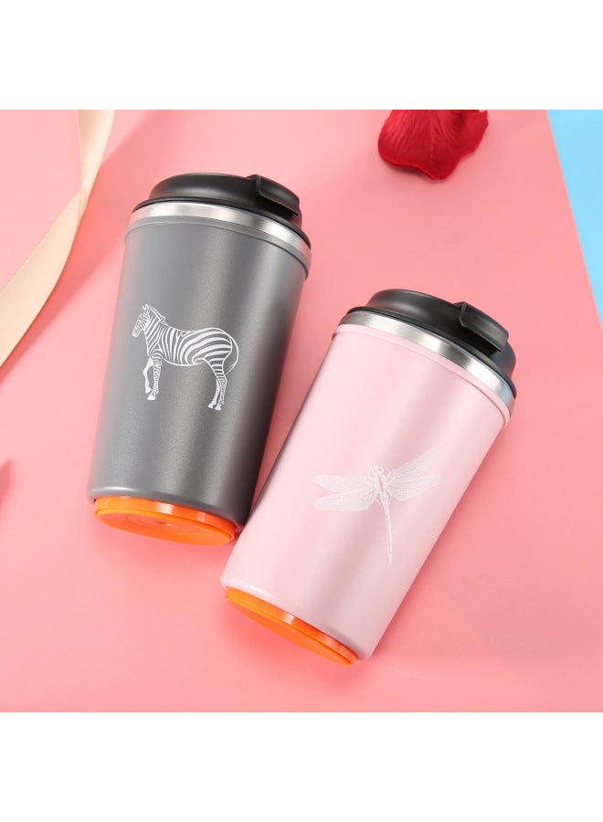 Personalized Water Cup Stainless Steel Liner Push Cup Long And Short Milk Tea Magic Cup Wholesale-Color:Romantic Powder-Capacity:350  - Image 3