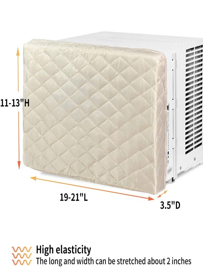 Homydom Air Conditioner Cover Inside,Window AC Unit Cover, Double Insulation with Elastic Strap, Light Yellow S-21"x 13"x 3.5"(L x H x D) - Image 2