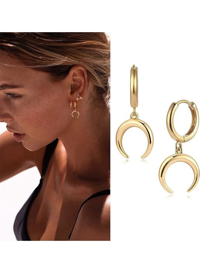 ميفيكو المرأة Huggie أقراط الذهب هوب النائم 14K الذهب شغل صغيرة بسيطة اليدوية هيبوالرجينيك مجوهرات يومية - Image 3