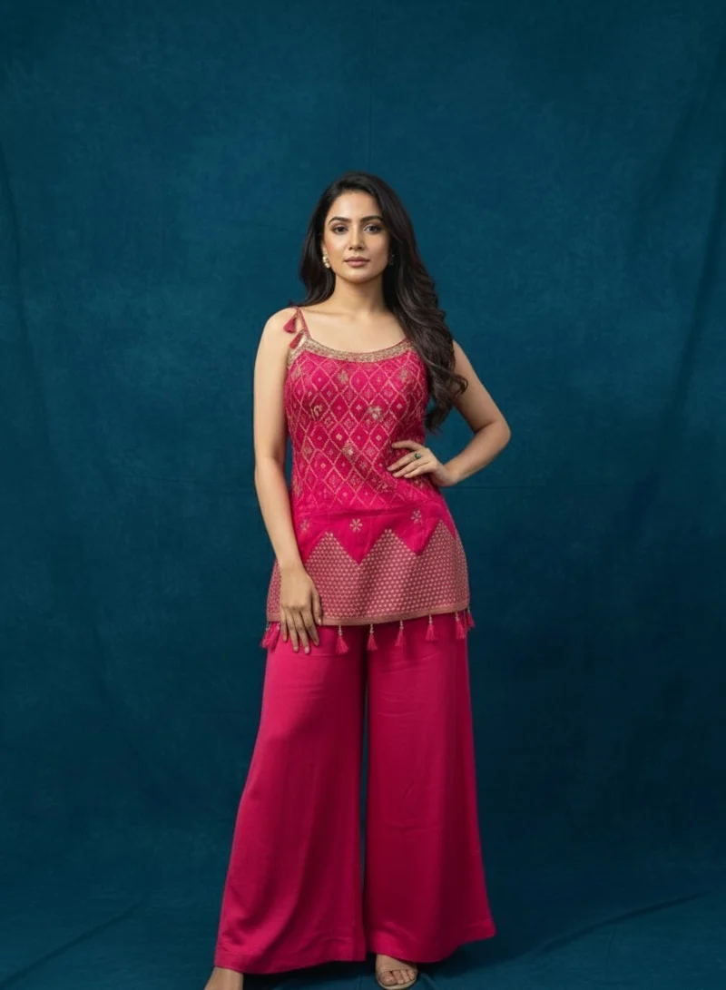 Lehar Pink Embroidered Sharara Set with Dupatta