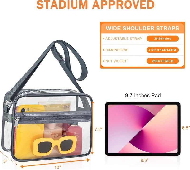 MAYTREE Clear Bag for Stadium Events Clear Messenger Bag Suitable for Concert Outfits and Sports Events - Image 3