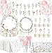 LINHAXM 175 PCS Spring Wildflower Party Decorations include Plates Cups Napkins Cutlery Cake Toppers Banner Tablecloth Balloons for Floral Baby Shower Birthday Decorations Serves 20 - Image 3