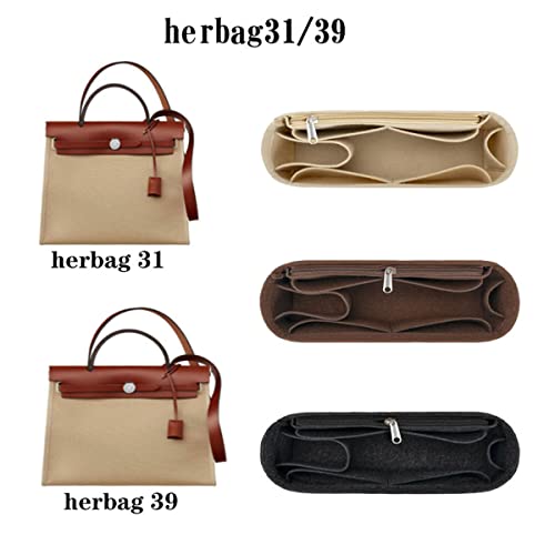 Lckaey Purse Organizer insert for Handbags 39 insert Organizer 1011brown-37.5 * 13 * 17cm - Image 2