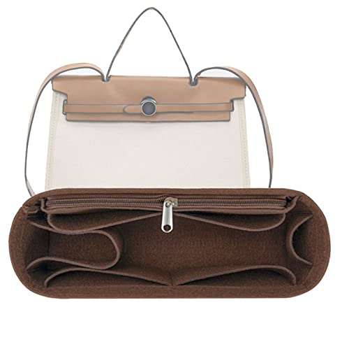 Lckaey Purse Organizer insert for Handbags 39 insert Organizer 1011brown-37.5 * 13 * 17cm - Image 1