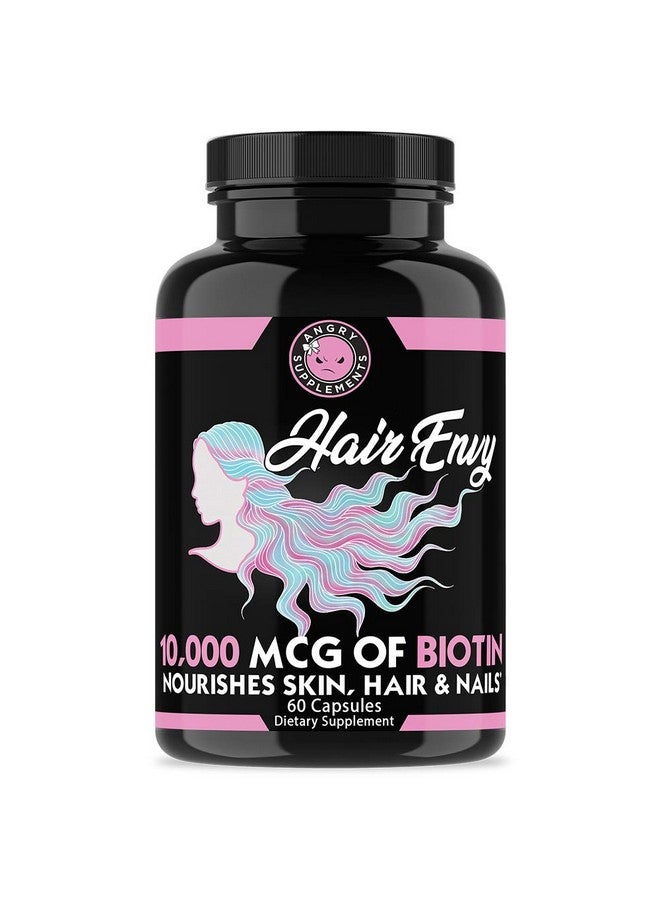 Angry Supplements Hair Envy 10,000 mcg Biotin + Keratin, Grow + Hydrate Hair, Strengthen Thicken Nails, Clear & Nourish Skin - Help Damaged Thinning Hair, (3-Bottles) - Image 2
