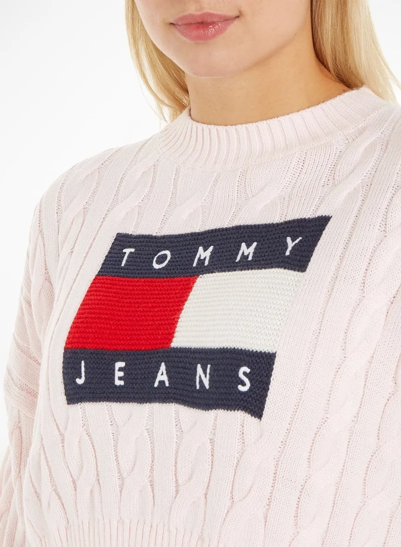 TOMMY JEANS Logo Knitted Crop Sweater