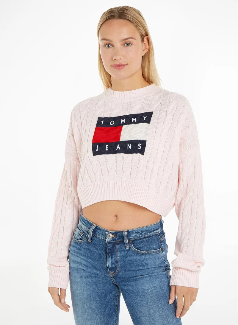 TOMMY JEANS Logo Knitted Crop Sweater